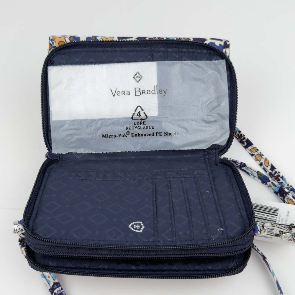 Vera Bradley RFID 3-in-1 Crossbody Wristlet Wallet Lisbon Medallion Cool NWT - Picture 8 of 16